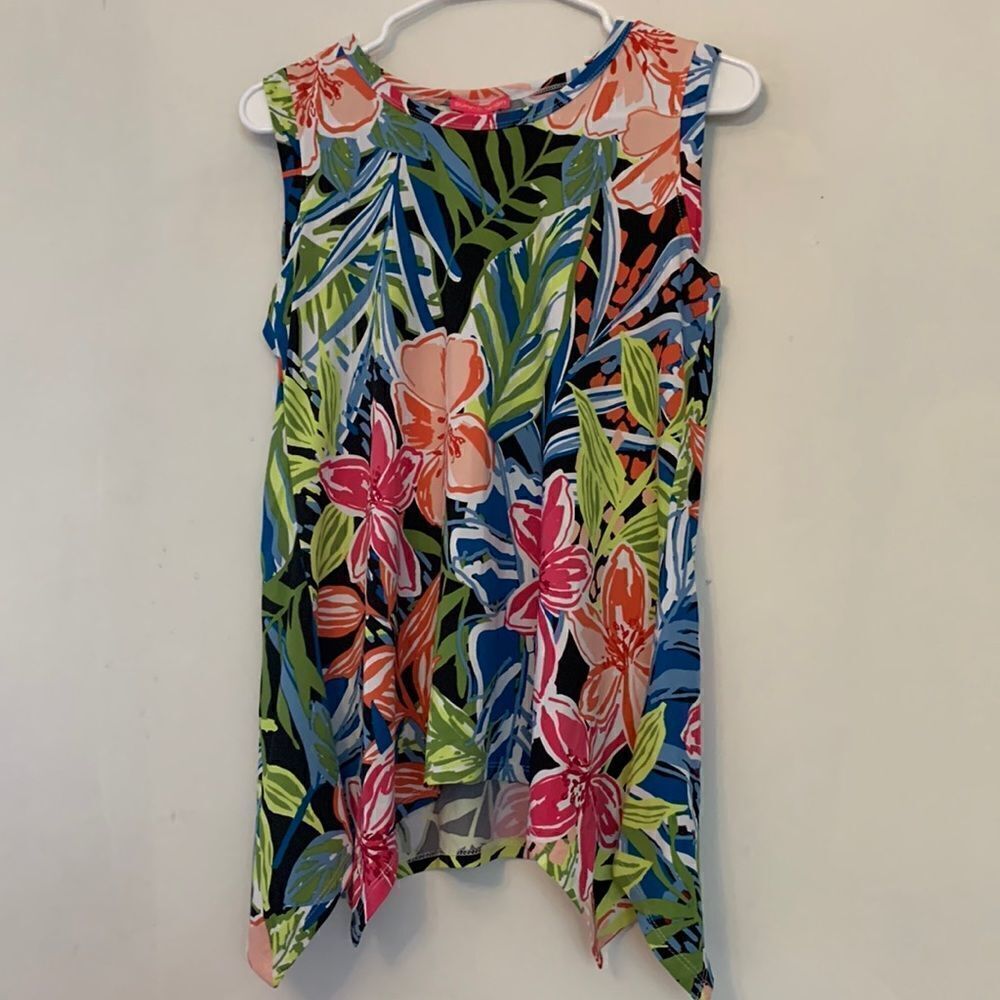 Sunny Leigh tropical print sleeveless top Size S Length 26” Bust 17”